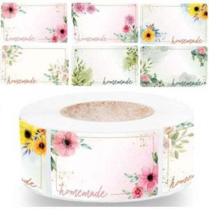 500 pi&egrave;ces &Eacute;tiquettes &agrave; confiture,&Eacute;tiquette Autocollante Fleur Rectangle Etiquettes Autocollants Bocaux,convient pour pot de confiture bocal