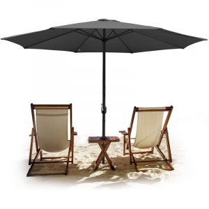 Parasol Inclinable de hawaïen 3,5M--Protection Solaire upf 30+ pour Plage de sable/Jardin/Terrasse/Plage, Gris