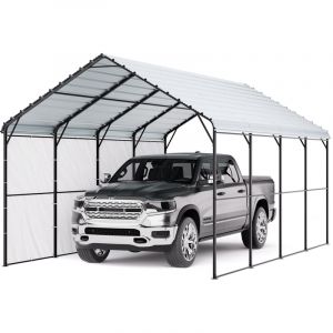 VEVOR Abri de voiture en metal robuste, 3,6 x 6 m, abri de garage exterieur avec cadre et toit en acier galvanise, auvent pour voiture multi-usage