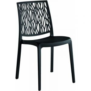 Ensemble de 4 chaises en r&eacute;sine monobloc "London Twist" par Flow, anthracite
