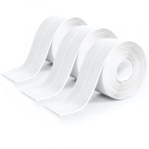 Sollbry - 3 Pièces Rouleau Joint Silicone Blanc Salle De Bain, Ruban Adhésif Blanc Cuisine Ruban D'Étanchéité, Anti-Fuite Adapté à De Salle De Bains,