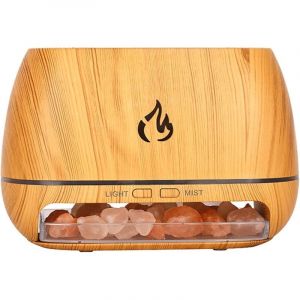 Diffuseur de lampe de sel de l'Himalaya, diffuseur d'huile essentielle &agrave; ultrasons, humidificateur de flamme de simulation, diffuseur de brume l&eacute;g&egrave;re