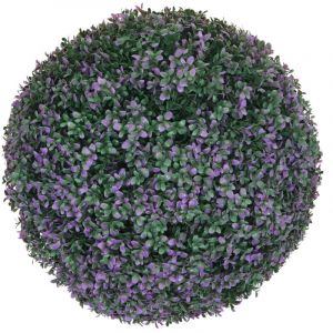 D&eacute;coshop26 - Boule de buis artificiel en topiaire plante d&eacute;corative pour ext&eacute;rieur diam&egrave;tre 55 cm violet 040006010