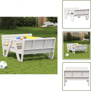 Table de pique-nique pour enfants blanc bois massif de pin - Table De Pique-nique Enfant - Table Jardin Enfant - Mobilier Enfant Ext&eacute;rieur - Jeu