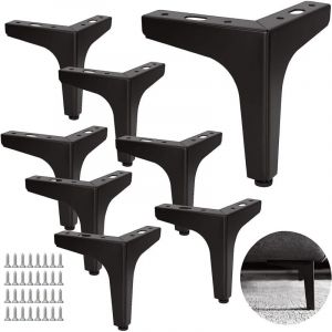 Ensemble de 8 pieds de canapé en métal, 13 cm, pieds de table basse en métal, charge jusqu'à 600 kg, pieds de meubles noirs, support en fer forgé