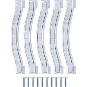 Lot de 5 poign&eacute;es de tiroir en alliage strass cristal pour commode armoire de cuisine placard, Silver, 128MM-5PCS