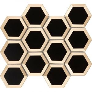 GL20040 &ndash; Mosaique de verre noir et or &ndash; Dimensions 25,8 x 22,3 x 0,8 cm &ndash; Produit vendu &agrave; l'unit&eacute; &ndash; Barwolf