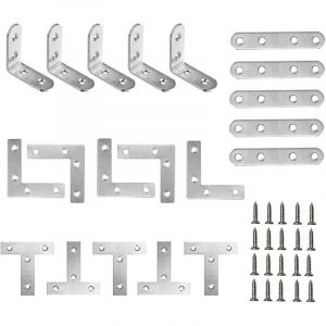 Equerre Inox 20 Pi&egrave;ces Equerre Metal Equerre De Chaise Equerre Plate Metal Equerre Fixation Angle Droit Support Forme De T Support De R&eacute;paration