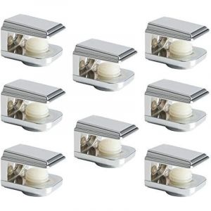 Support Étagère Verre Support d'Étagère Réglable et Adaptable d'Épaisseur de 5-8MM pour Salle de Bain, Fixation Murale à Vis, Finition Chrome Poli en