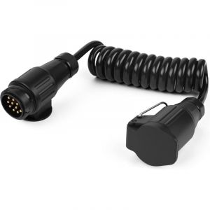 C&acirc;ble Remorque 13 Broches Spiral&eacute; 2m, Rallonge Spiral&eacute;e &Eacute;tanche 12V/24V, Connecteur Anh&auml;nger 13 P&ocirc;les pour Voiture, Camion, Tracteur, Caravane,