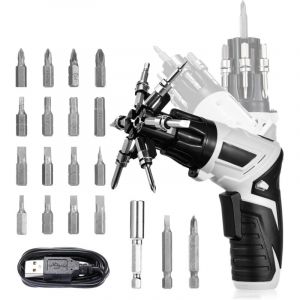 Visseuse Devisseuse Sans Fil, 3.6V MiNi Visseuse, 1300mAh Tournevis Electrique, Corps Rotatif &agrave; 180&deg;, Perceuse Sans Fil avec 6 Embouts &agrave; Changement