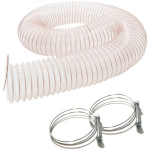 Tuyau Flexible d'Aspiration Bois avec Spirale Acier Cuivré - 10 Mètres - Diamètre 100 mm - Épaisseur 0,4 mm - Antistatique - + 2 Colliers de Serrage