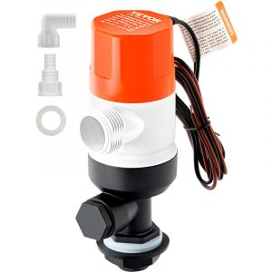 VEVOR Pompe Aeration de Vivier Bateau Droite 12 V 1100 GPH avec Double Entree, Boitier ABA, Cartouche de Moteur Amovible, Pompe Aerateur de Vivier