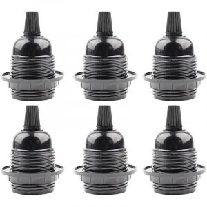 6pcs Douille E27 Noir,Douille E27 a Visser en Plastique,Abat-jour Bague Connecteur Adaptateur Base,Support de Lampe de Rechange,pour Lampe de
