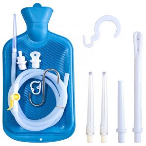 Kit de lavement 2L, poche &agrave; lavement, u long, embouts r&eacute;utilisables, d&eacute;bit d'eau contr&ocirc;l&eacute; pour lavements d&eacute;toxifiants et purifiants du c&ocirc;lon