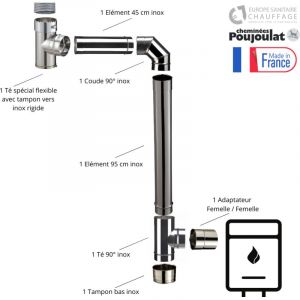 Poujoulat - Kit raccordement inox sortie arri&egrave;re Diam&egrave;tre 130