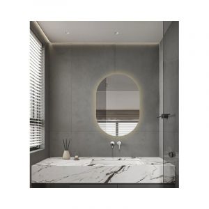 Saniclass Shine Miroir de salle de bains - 70x100cm - ovale - installation horizontale / verticale - &eacute;clairage LED indirect - Chauffage miroir -