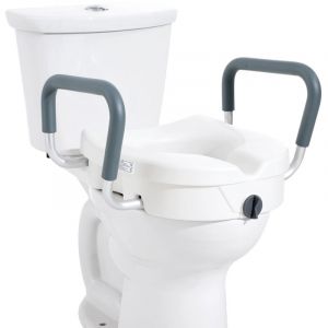 Rehausseur de Toilette 127 mm de Haut, Siege de Toilette Sureleve Charge 158,7 kg, Installation a Verrouillage Rotatif, pour Toilettes Rondes et