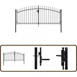Double portail avec haut sous forme de lance 300 x 150 cm - Portail Jardin - Portillon Aluminium - Porte De Cloture - Clôture Moderne - Portail Design