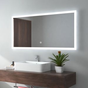 Emke - Miroir lumineux de salle de bain rectangle avec Interrupteur Tactile, Lumi&egrave;re Blanche Froide 120x60cm
