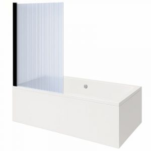 Baignoire rectangulaire VitrA Neon 180x80cm + Pare bain gauche AURYS Raywall noir mat profil&eacute; gauche