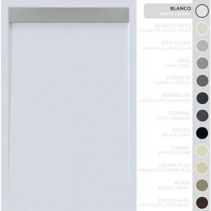 Soulbath - Receveur de Douche - R&eacute;sine - Gel Coat - Texture Lisse/Pierre - Antid&eacute;rapant - Couleur Blanc 180x90 Extra plat 3Cm Grille Inox
