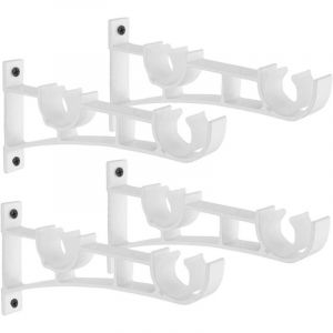 Support Tringle Rideaux 4 PCS Support pour Tringle &Agrave; Rideau M&eacute;tal &Agrave; Double Barre &Agrave; Rideaux Supports (Blanc)