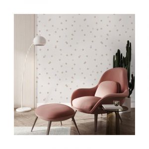 Papier peint intiss&eacute; Pois 1005 x 52cm Blanc, or