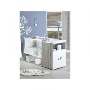 Baby Price - Lit combiné - 120x60cm - Evolutif en 90x190cm - Babyprice Leaf - En bois gris