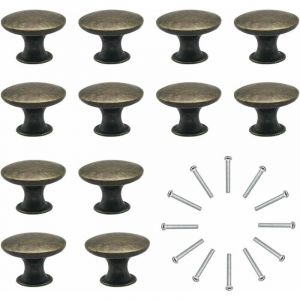 12x Boutons de Tiroir de Porte Vintage 30mm Antique Laiton Poign&eacute;es de Placard d'armoires de Cuisine, Pour Commode et Armoire Meuble, Bronze Ancien