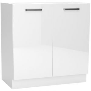 Meuble bas de cuisine avec 2 portes coloris blanc - longueur 80 x profondeur 44,60 x hauteur 82 cm