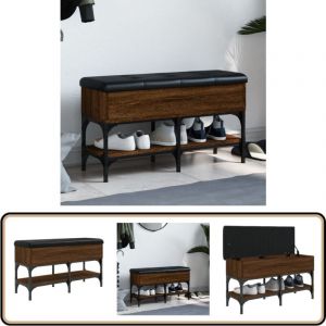Banc à chaussures chêne marron 82x32x45 cm bois d'ingénierie - Banc Chaussure - Banc Entrée - Meuble Rangement - Banc Coffre - Organisation Chaussures