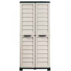 Armoire Haute De Rangement Extérieure/Intérieure - 76 x 46 x H 168 cm - Sable et Gris anthracite - Livraison gratuite