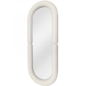 Miroir mural ovale en bois de paulownia - L. 60 x H. 160 - Cr&egrave;me - SINDRA