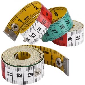 Lntyq 2 Pièces Metre Ruban Couture, Mettre Ruban Mesure Corps, Metre de Couturiere en 150 cm / 60 pouce, Metre de Couture Double Face avec Bouton
