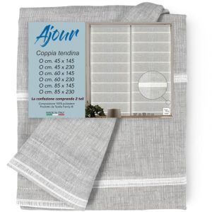Tex Family - paire de rideaux verre modernes 45 ou 60 ou 85 de large Ajour Gris paire (2 feuilles) cm. 45X230