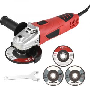 Meuleuse d'angle &eacute;lectrique 6 A 720 W, 115 mm / 125 mm, avec disques &agrave; meuler, disques &agrave; tron&ccedil;onner, disque &agrave; lamelles et poign&eacute;e auxiliaire pour