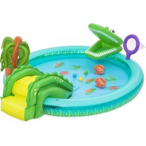 Aire de Jeux et Piscine Gonflable pour Enfants Crocodile Cove - 224 cm x 181 cm x 72 cm - Multicolore