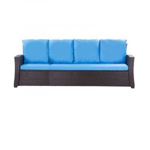 Coussins de chaise de jardin 2 pcs Coussin d'assise 56x52x7+56x50 bleu Coussins pour salon de jardin Coussins de fauteuil en rotin - blue