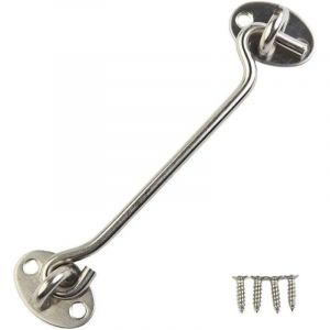 Crochet de porte et fen&ecirc;tre en acier inoxydable 4 pouces couleur acier adapt&eacute; pour serrure de porte de grange, volet de fen&ecirc;tre, 1 pi&egrave;ce