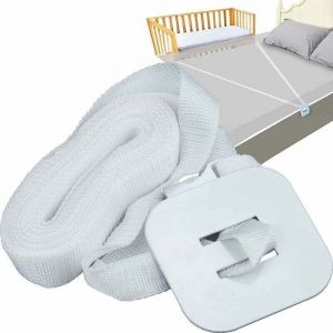 6M Sangle de Lit Cododo, Sangle pour Lit de B&eacute;b&eacute; R&eacute;glable Fixation de Lit d'Appoint Sangle Blanche pour Literie Lit &agrave; Sommier Tapissier