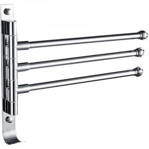 Groofoo &ndash; Porte-serviette pivotant mural en acier inoxydable &ndash; 3 bras rotatifs 180&deg; &ndash; 2 crochets pratiques &ndash; &Eacute;tanche pour salle de bain et cuisine