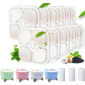 Lot de 16 Filtres Triple Action + 2 Tuyaux pour Fontaine Catit PIXI - Recharge Compatible Fontaine &agrave; Eau pour Chats - Hygi&egrave;ne Hydratation Optimale