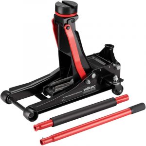 Wiltec Cric rouleur hydraulique 3 t, hauteur de levage 85-500 mm, cric rouleur mobile, soul&egrave;ve-voiture &agrave; double piston et quatre roulettes