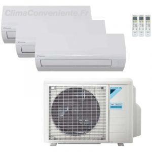 Climatiseur Trial Split R&eacute;versible Daikin Sensira 9000-9000-9000 BTU Inverter Wi-Fi (3MXF68A + CTXF25Cx3)