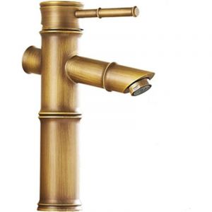 Robinet de salle de bain, mitigeur de lavabo cascade, robinet de lavabo monotrou avec tuyau d'arriv&eacute;e de 60 cm, bronze