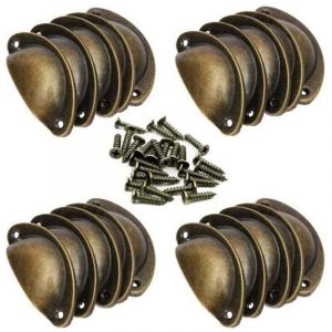 bronze-Poign&eacute;e de meuble-20 Poign&eacute;e de Coquille Vintage pour Tiroir Armoire Meuble Cuisine, Fer Incurv&eacute; Bouton de Porte de Placard Retro 8,2 cm x 3,5