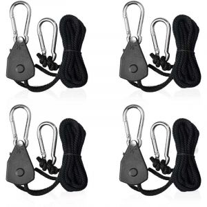 4 Pi&egrave;Ces Corde &agrave; cliquet,Cintres &agrave; Cliquet R&eacute;Glables 1/8,Poulie Retractable pour Plantes pour Les Lampes,Plantes et Les Pots de Jardinage Chaque