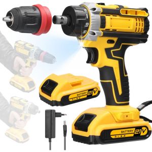 Tonysa - Perceuse Visseuse Sans Fil 21V, Visseuse Devisseuse Sans Fil avec 2 Batteries 1300mAh, Perceuse Percussion, 21+1 Réglages de Couple, 2