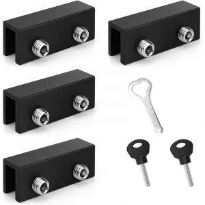 Verrou Porte Coulissante, 4 Pi&egrave;ces Bloque Porte Coulissante, R&eacute;glable Verrou Baie Coulissante, S&eacute;curit&eacute; et Antivol Fermeture Baie Coulissante, avec